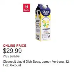 Costco Cleancult Liquid Dish Soap, Lemon Verbena, 32 fl oz, 6-count offer