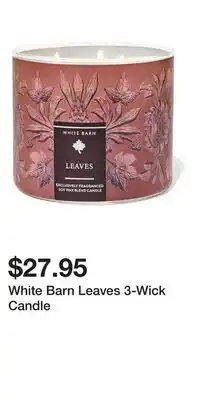 Bath & Body Works White Barn Leaves 3-Wick Candle offer