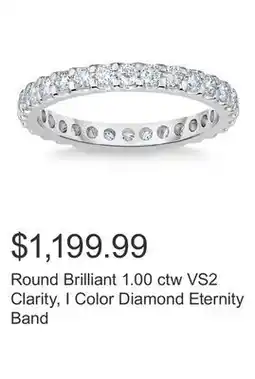 Costco Round Brilliant 1.00 ctw VS2 Clarity, I Color Diamond Eternity Band offer