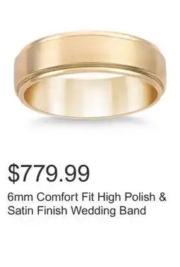 Costco 6mm Comfort Fit High Polish & Satin Finish Wedding Band offer