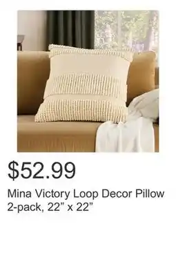 Costco Mina Victory Loop Decor Pillow 2-pack, 22 x 22 offer