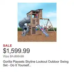 Costco Gorilla Playsets Skyline Lookout Outdoor Swing Set - Do It Yourself or Installed offer