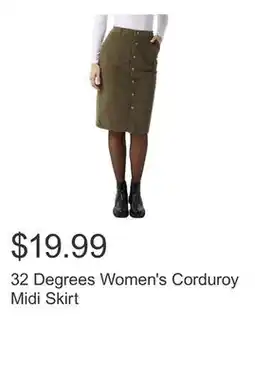 Costco 32 Degrees Women's Corduroy Midi Skirt offer