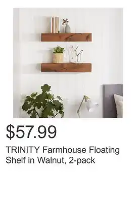 Costco TRINITY Farmhouse Floating Shelf in Walnut, 2-pack offer