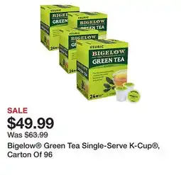 Office Depot Bigelow Green Tea Single-Serve K-Cup , Carton Of 96 offer