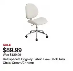 Office Depot Realspace Brigsley Fabric Low-Back Task Chair, Cream/Chrome offer