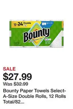 Office Depot Bounty Paper Towels Select-A-Size Double Rolls, 12 Rolls Total/82 Sheets Per Roll, White offer