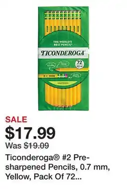 Office Depot Ticonderoga #2 Pre-sharpened Pencils, 0.7 mm, Yellow, Pack Of 72 Pencils offer