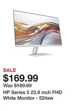 Office Depot HP Series 5 23.8 inch FHD White Monitor - 524sw offer
