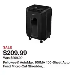 Office Depot Fellowes AutoMax 100MA 100-Sheet Auto Feed Micro-Cut Shredder, Black, 4704001 offer