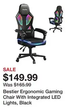 Office Depot Bestier Ergonomic Gaming Chair With Integrated LED Lights, Black offer