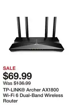 Office Depot TP-LINK Archer AX1800 Wi-Fi 6 Dual-Band Wireless Router offer