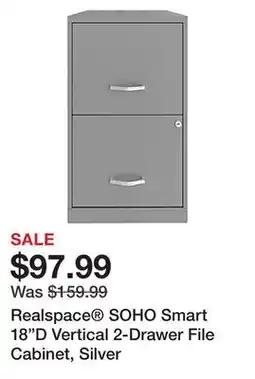 Office Depot Realspace SOHO Smart 18D Vertical 2-Drawer File Cabinet, Silver offer