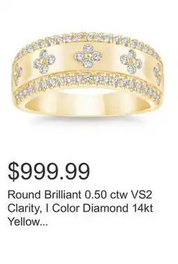 Costco Round Brilliant 0.50 ctw VS2 Clarity, I Color Diamond 14kt Yellow Gold Band offer