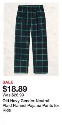 Old Navy Old Navy Gender-Neutral Plaid Flannel Pajama Pants for Kids offer