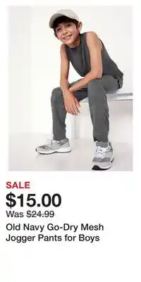 Old Navy Old Navy Go-Dry Mesh Jogger Pants for Boys offer