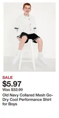Old Navy Old Navy Collared Mesh Go-Dry Cool Performance Shirt for Boys offer