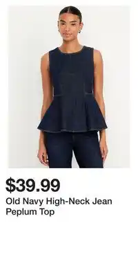 Old Navy Old Navy High-Neck Jean Peplum Top offer
