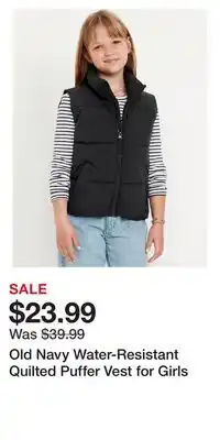 Old Navy Old Navy Water-Resistant Quilted Puffer Vest for Girls offer