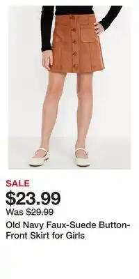 Old Navy Old Navy Faux-Suede Button-Front Skirt for Girls offer