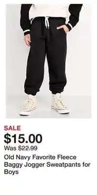 Old Navy Old Navy Favorite Fleece Baggy Jogger Sweatpants for Boys offer