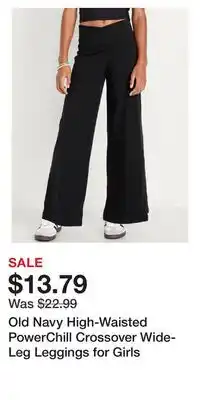 Old Navy Old Navy High-Waisted PowerChill Crossover Wide-Leg Leggings for Girls offer