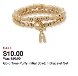 Belk Gold Tone Puffy Initial Stretch Bracelet Set offer