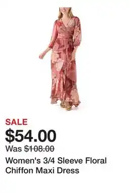 Belk Women's 3/4 Sleeve Floral Chiffon Maxi Dress offer
