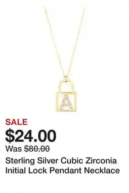 Belk Sterling Silver Cubic Zirconia Initial Lock Pendant Necklace offer