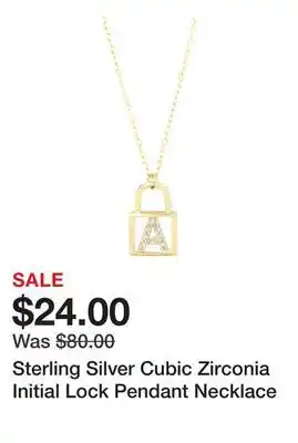 Belk Sterling Silver Cubic Zirconia Initial Lock Pendant Necklace offer