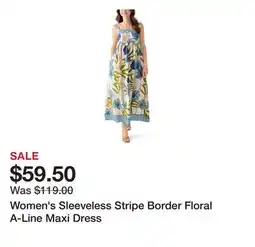 Belk Women's Sleeveless Stripe Border Floral A-Line Maxi Dress offer