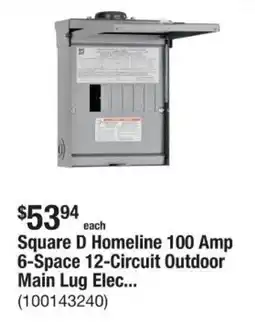 The Home Depot Square D Homeline 100 Amp 6-Space 12-Circuit Outdoor Main offer