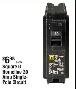 The Home Depot Square D Homeline 20 Amp Single- Pole Circuit offer
