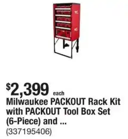 The Home Depot Milwaukee packout rack kit with packout tool box set offer