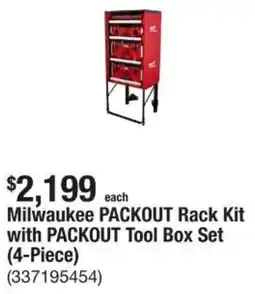The Home Depot Milwaukee packout rack kit with packout tool box set offer