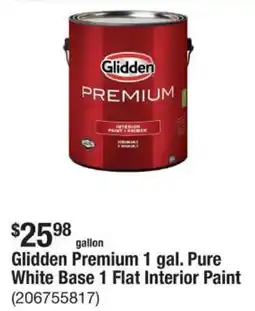 The Home Depot Glidden Premium 1 gal. Pure White Base 1 Flat Interior Paint offer
