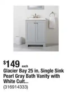 The Home Depot Glacier Bay 25 in. Single Sink Pearl Gray Bath Vanity offer