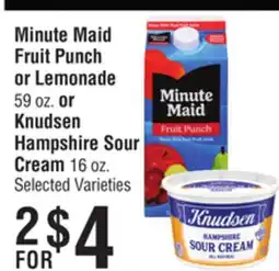 Smart & Final Minute Maid Fruit Punch or Lemonade or Knudsen Hampshire Sour Cream offer