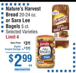 Smart & Final Nature's Harvest Bread or Sara Lee Bagels offer