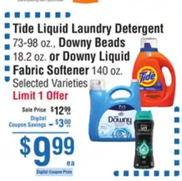 Smart & Final Tide Liquid Laundry Detergent, Downy Beads or Downy Liquid Fabric Softener offer