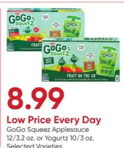 Stater Bros GoGo Squeez Applesauce 12/3.2 oz. or Yogurtz 10/3 oz offer