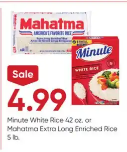 Stater Bros Minute White Rice 42 oz. or Mahatma Extra Long Enriched Rice 5 lb offer