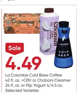 Stater Bros La Colombe Cold Brew Coffee 42 fl. oz. + CRV or Chobani Creamer 24 fl. oz. or Flip Yogurt 4/4.5 oz offer