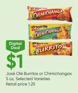 Stater Bros José Olé Burritos or Chimichangas offer