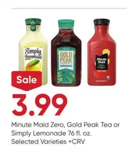 Stater Bros Minute Maid Zero, Gold Peak Tea or Simply Lemonade offer