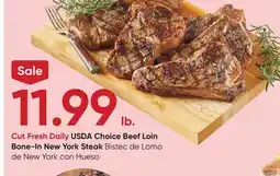 Stater Bros USDA Choice Beef Loin Bone-In New York Steak offer