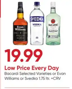 Stater Bros Bacardi Selected Varieties or Evan Williams or Svedka offer