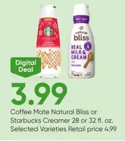 Stater Bros Coffee Mate Natural Bliss or Starbucks Creamer offer