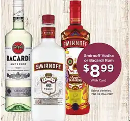 Ralphs Smirnoff Vodka or Bacardi Rum offer