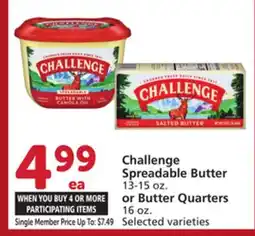 Albertsons Challenge Spreadable Butter 13-15 oz. or Butter Quarters 16 oz offer